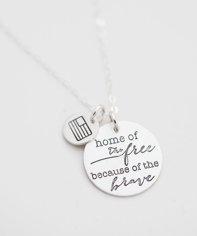 'Home of the Free' + Flag Coin Necklace
