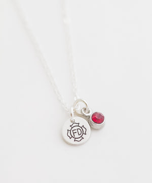 Fire Department Tiny Coin + Crystal Necklace