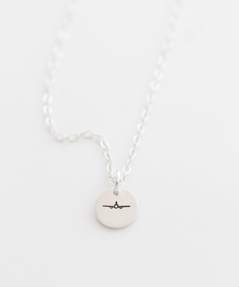 Jet Plane Tiny Coin Necklace