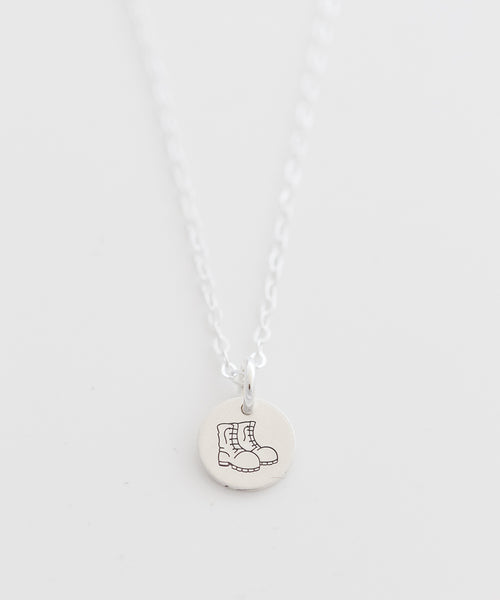 Military Boots Tiny Coin Necklace
