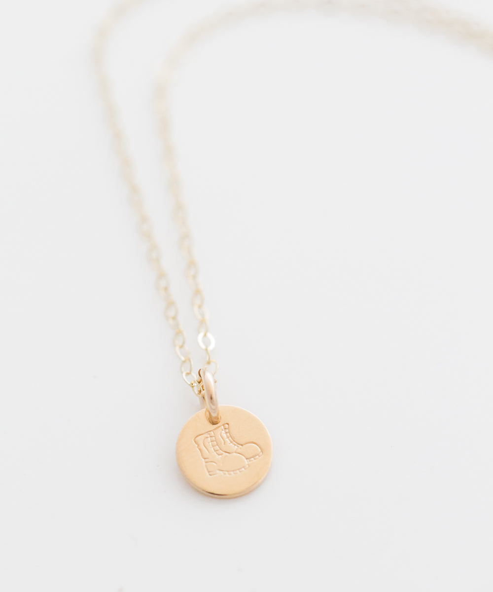 Military Boots Tiny Coin Necklace