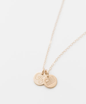 Strength + Freedom Tiny Coin Necklace (Dumbbell)