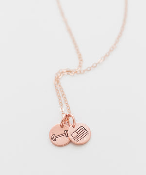 Strength + Freedom Tiny Coin Necklace (Barbell)