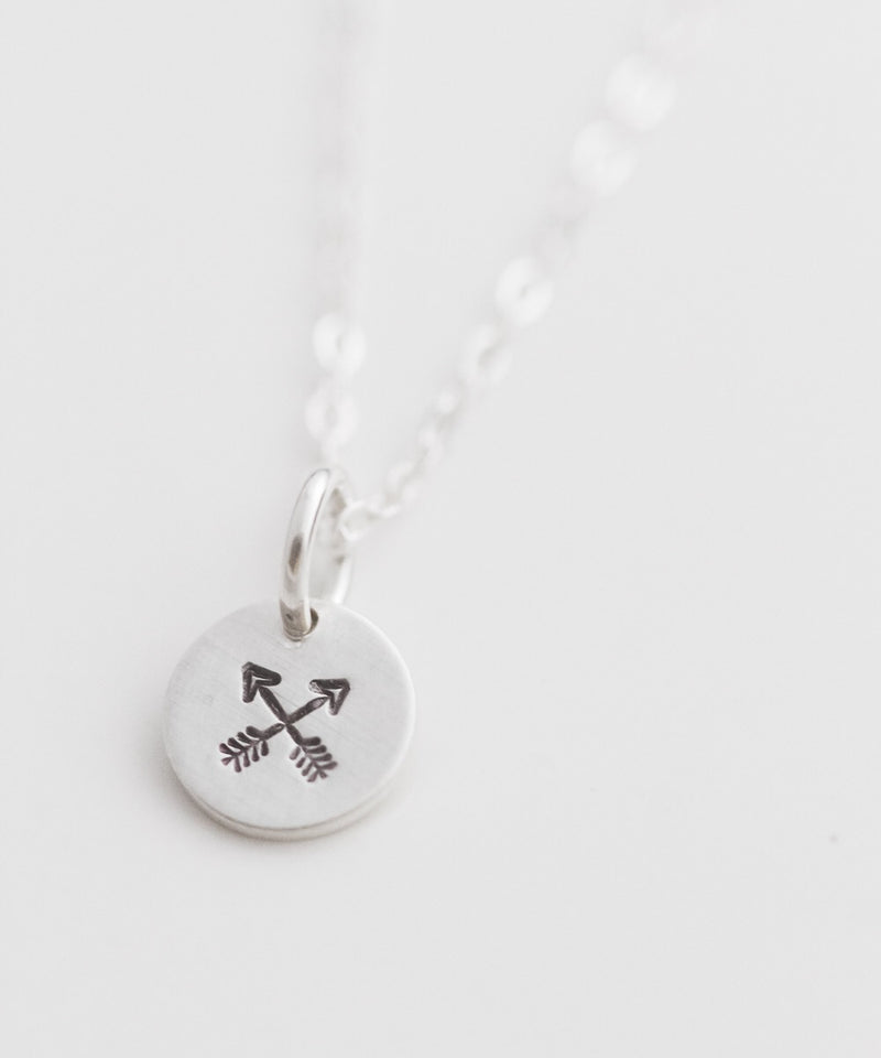 Crossed Arrows Tiny Coin Necklace
