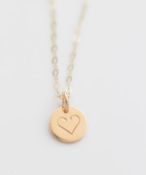 Fishhook Heart Tiny Coin Necklace