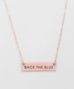 Back The Blue Petite Bar Necklace