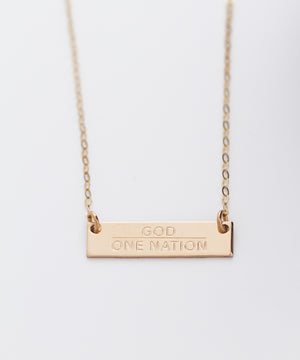 'One Nation Under God' Petite Bar Necklace