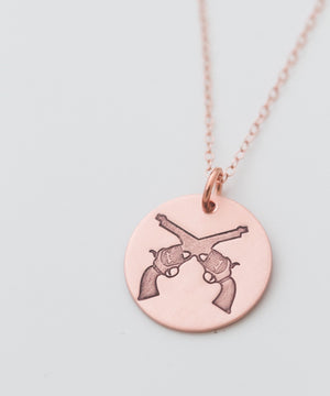 Crossed Revolvers Coin Necklace