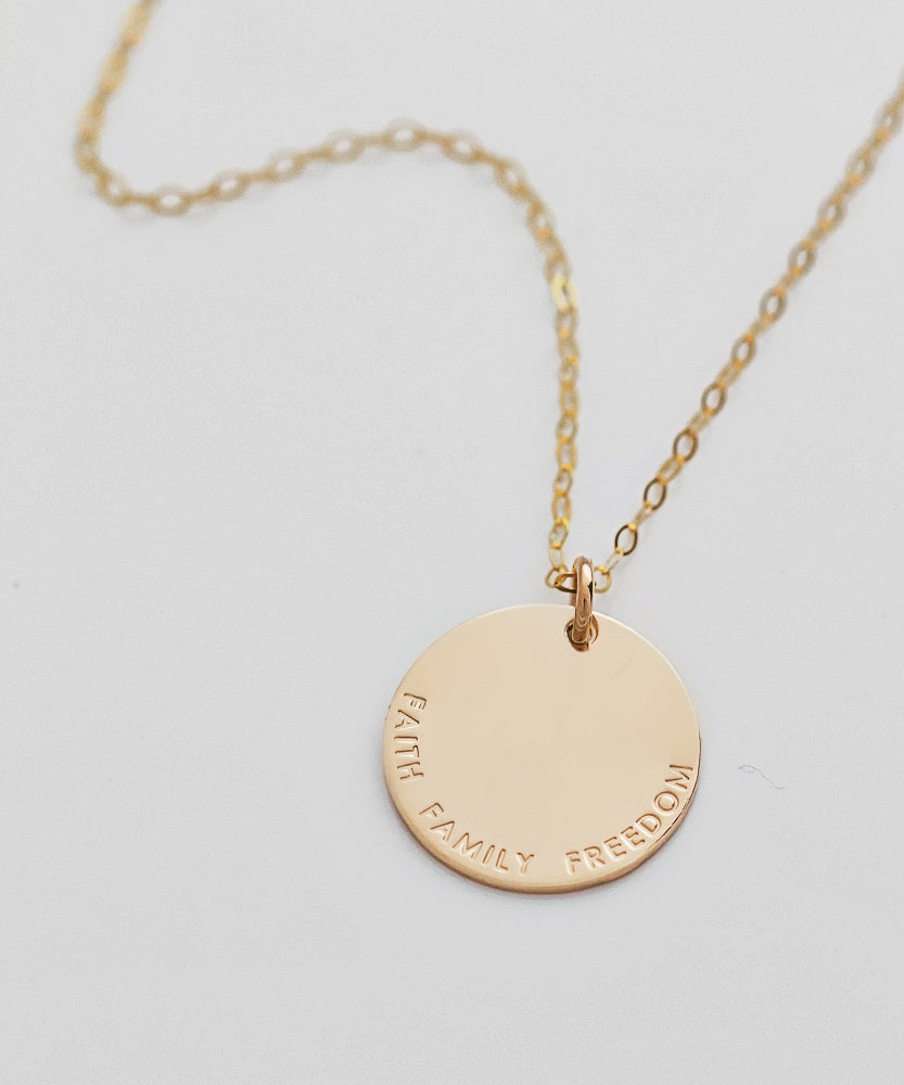 ‘Faith Family Freedom’ Coin Necklace