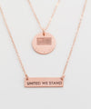 Patriot Flag Coin + United We Stand Petite Bar Necklace Set