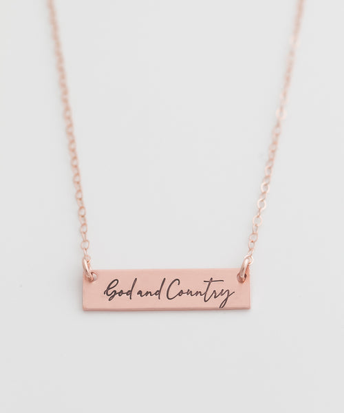 God And Country Petite Bar Necklace