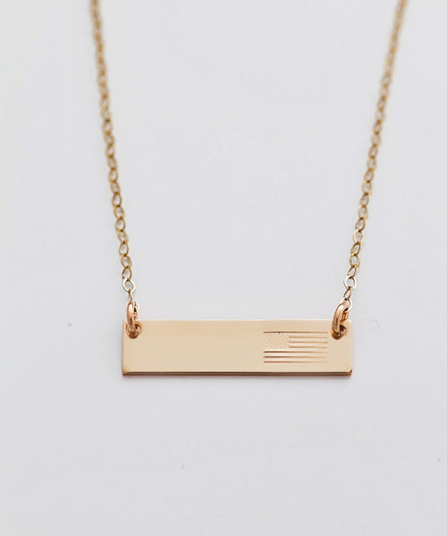 American Flag Petite Bar Necklace
