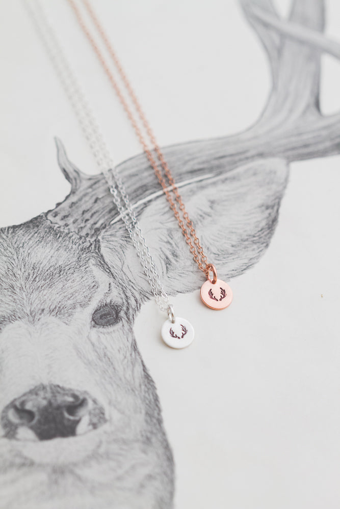 Tiny Antler Coin Necklace