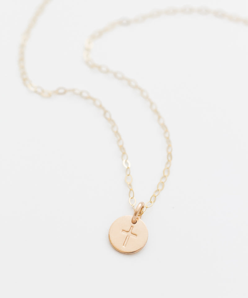Simple Cross Tiny Coin Necklace