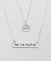 ‘We The People’ Petite Bar + American Flag Tiny Coin Necklace Set